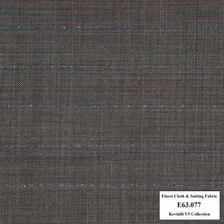 E63.077 Kevinlli V5 - Vải Suit 60% Wool - Xám sọc xanh